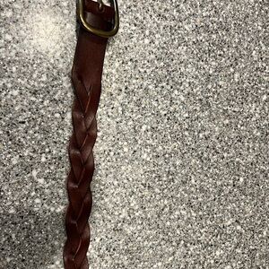 Womens Gap Leather Woven Belt Brass Colored Buckle